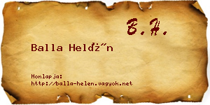 Balla Helén névjegykártya